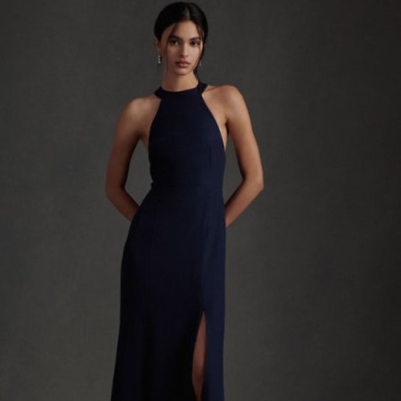 NWT BHLDN Montreal Crepe Maxi Dress in Midnight Navy- Size 0 - Picture 1 of 8